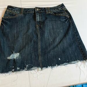 Christiana Zinn size 12 blue Jean skirt distressed stretch denim mini